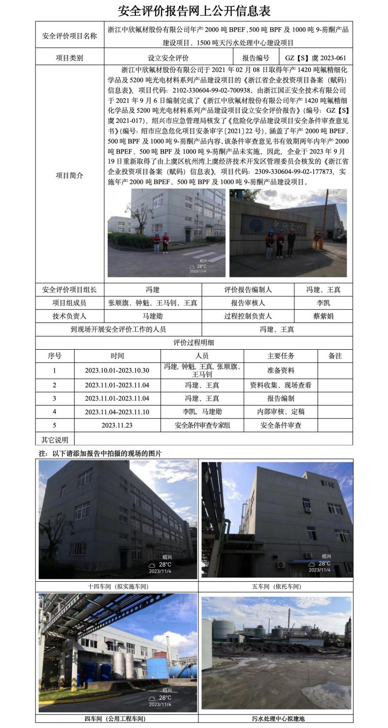 GZ【S】虞2023-061浙江中欣氟材股份有限公司年產(chǎn)2000噸BPEF、500噸BPF及1000噸9-芴酮產(chǎn)品建設(shè)項(xiàng)目、1500噸天污水處理中心建設(shè)項(xiàng)目設(shè)立安全評(píng)價(jià)網(wǎng)上信息公開(kāi)表_01.jpg